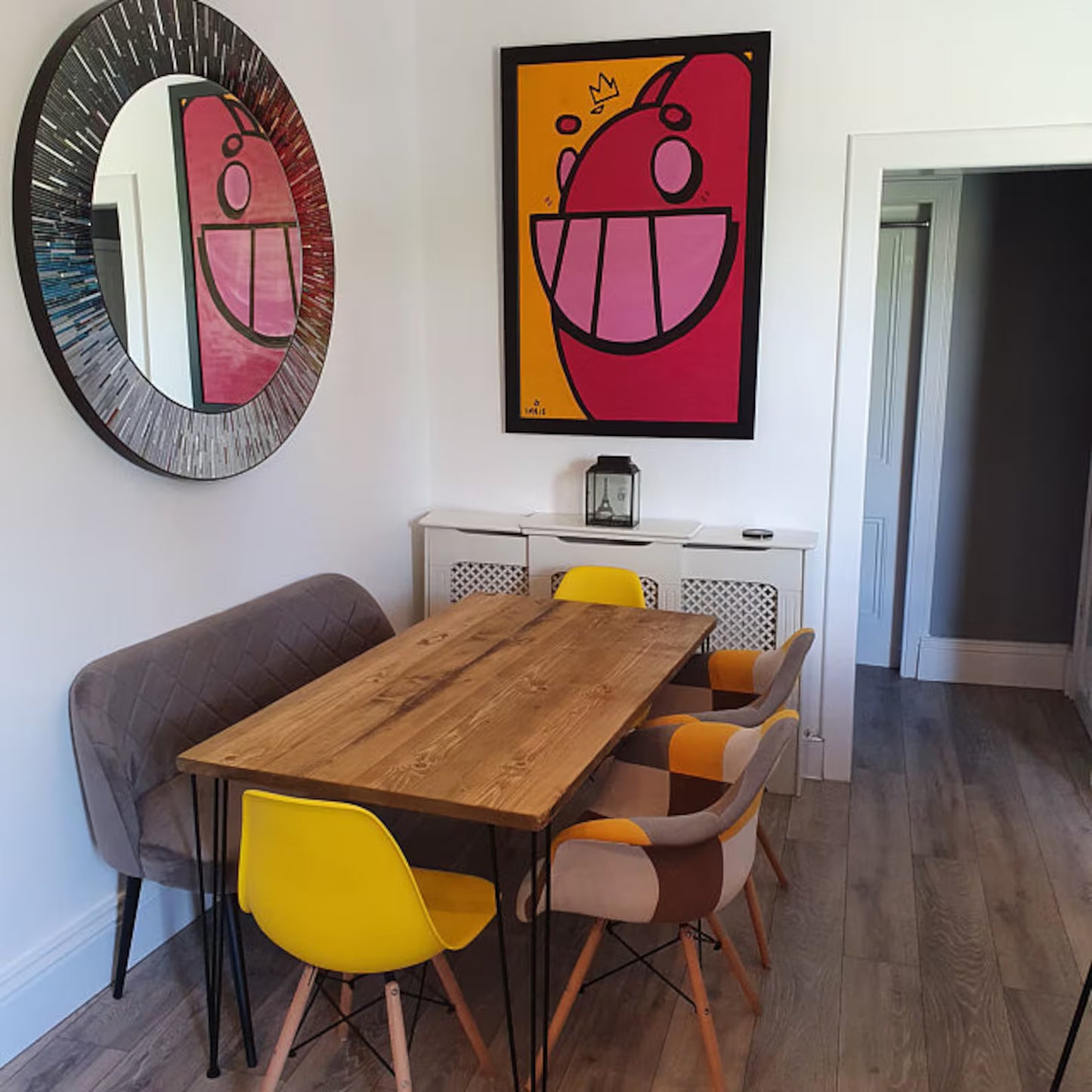 Reclaimed Dining Table With Black Hairpins