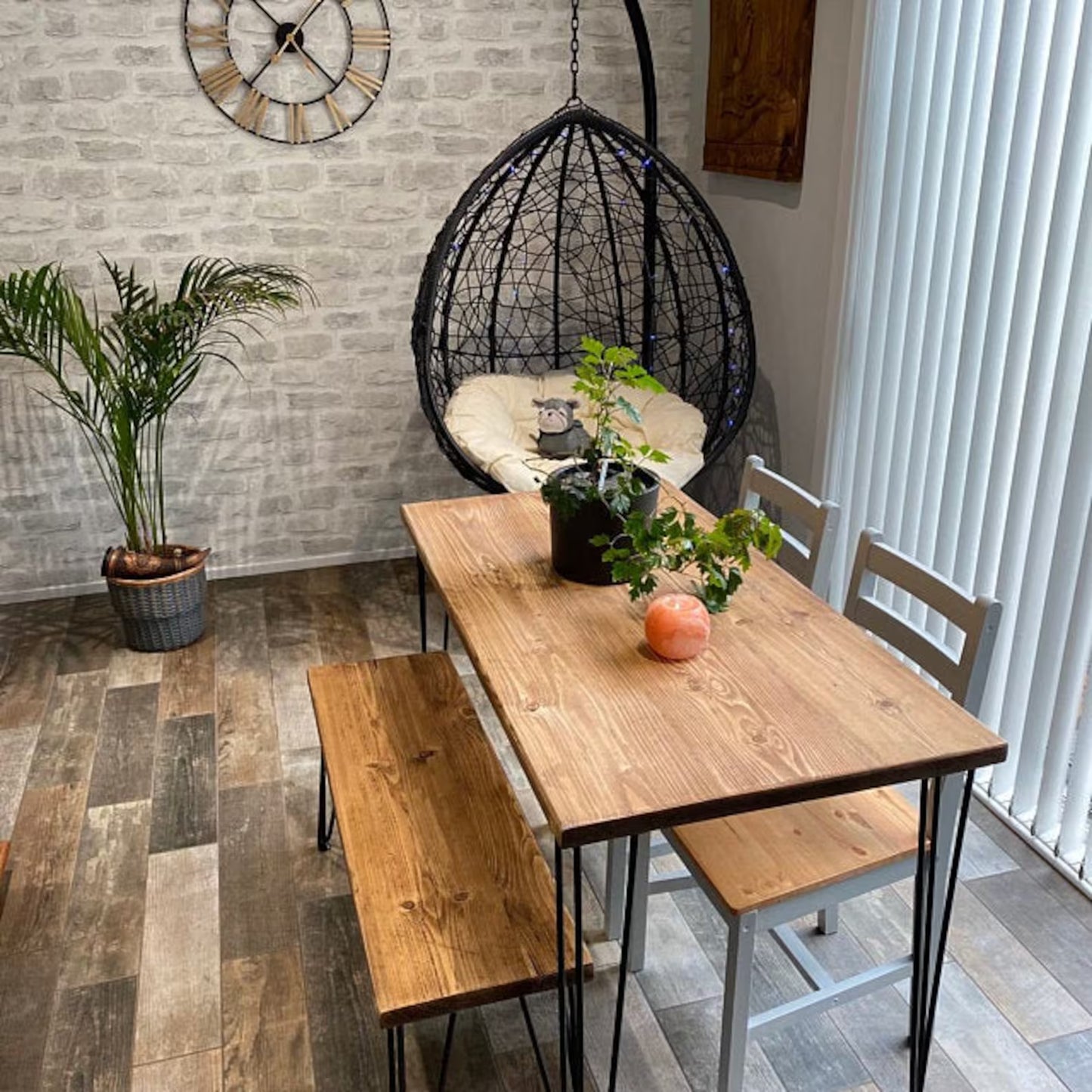 Reclaimed Dining Table With Black Hairpins