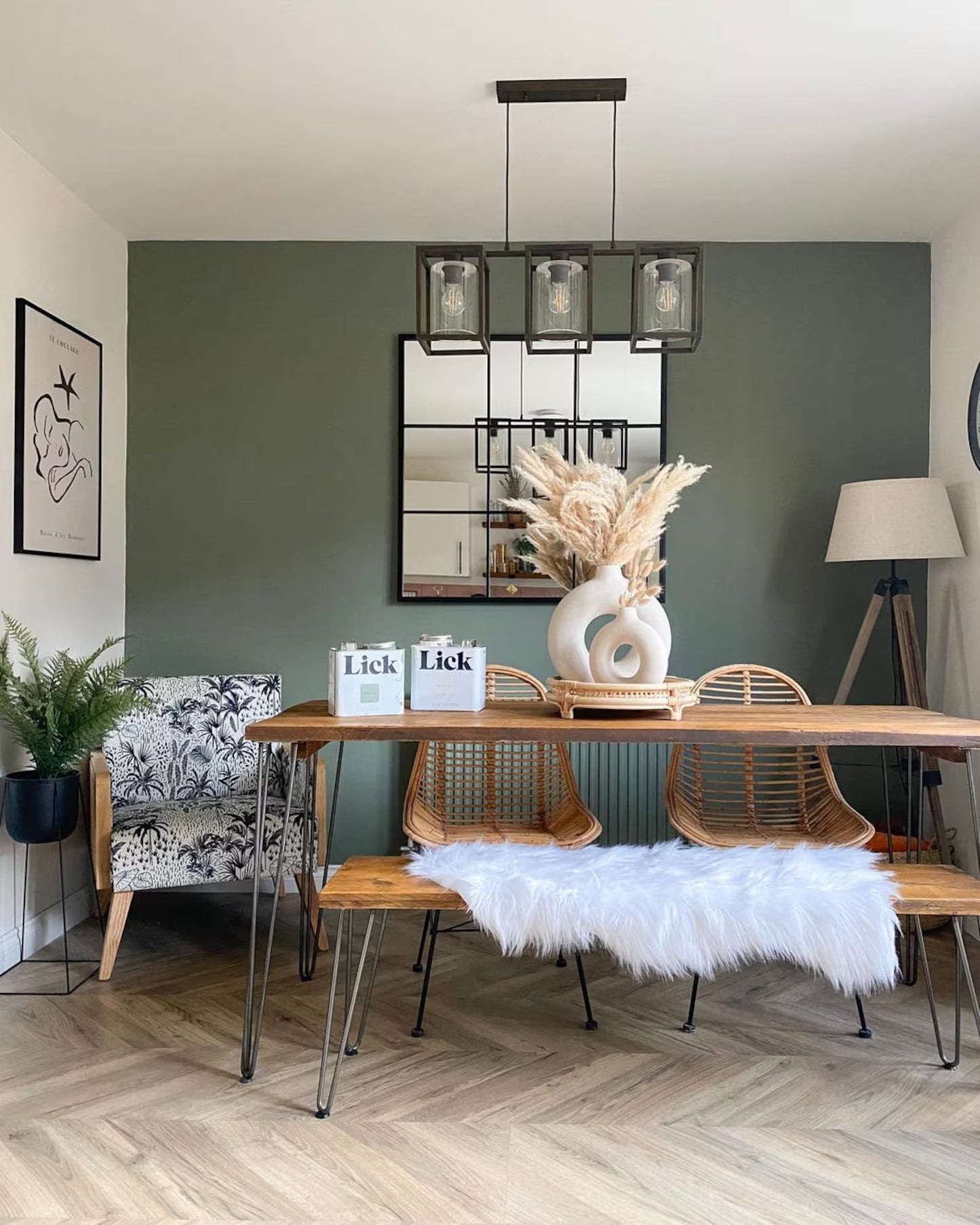 Reclaimed Dining Table With Black Hairpins