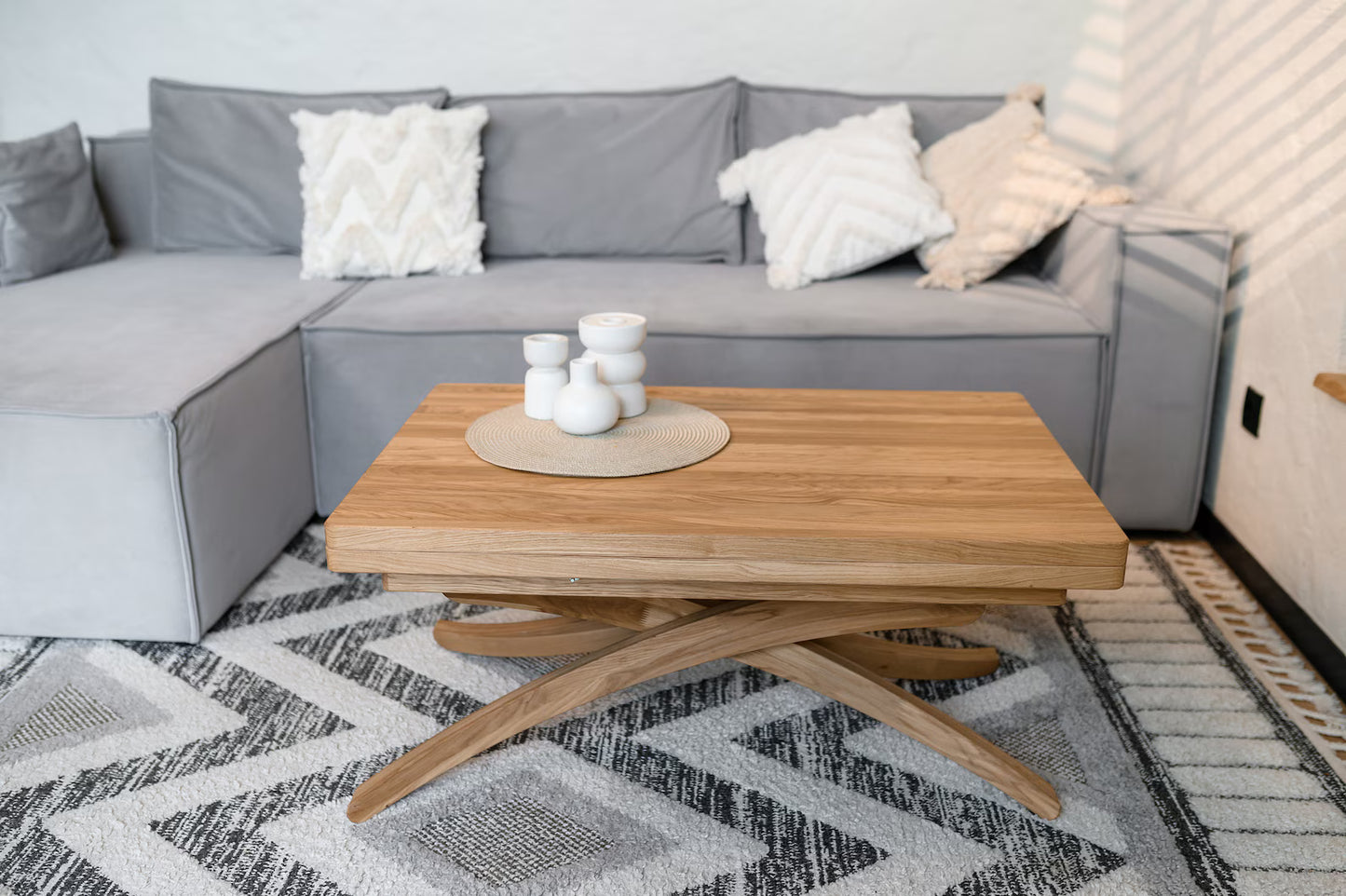 Extendable Transformer Table | 3-in-1 100% Wooden Table | Adjustable Height | Multifunctional Coffee & Dining Table | For European Customers