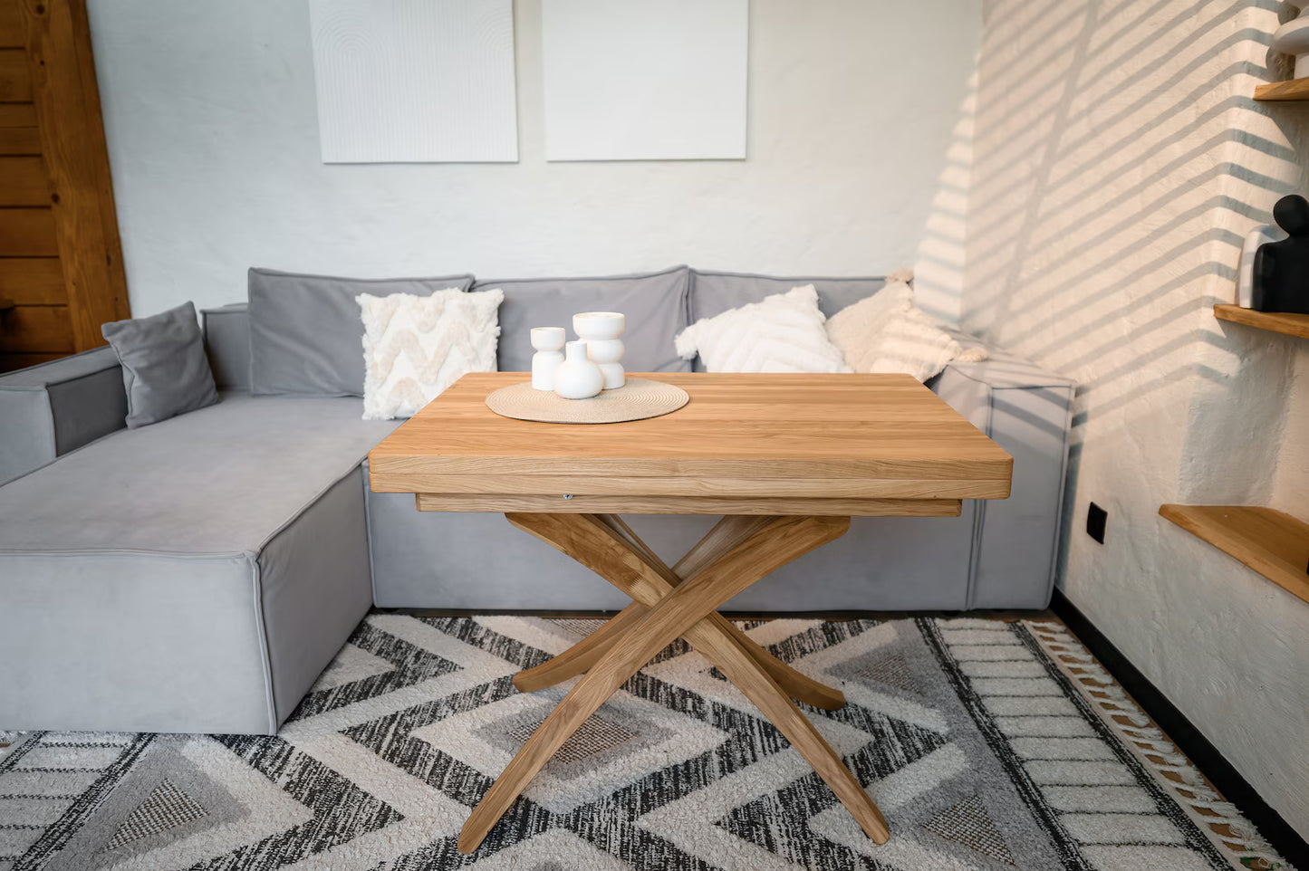 Extendable Transformer Table | 3-in-1 100% Wooden Table | Adjustable Height | Multifunctional Coffee & Dining Table | For European Customers