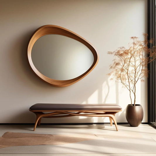 Walnut Asymmetrical Mirror - Mid-Century Modern Mirror - Asymmetrical Irregular Mirror - Wooden Mirror - Walnut Mirror - Abstract mirror