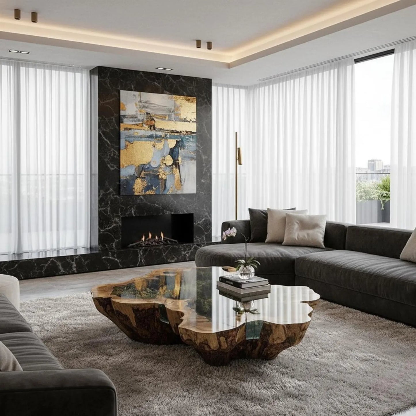 Luxury Epoxy Wood(Acacia) Art Coffee Table – Handcrafted River Forest Design | Exclusive 3D Resin Table